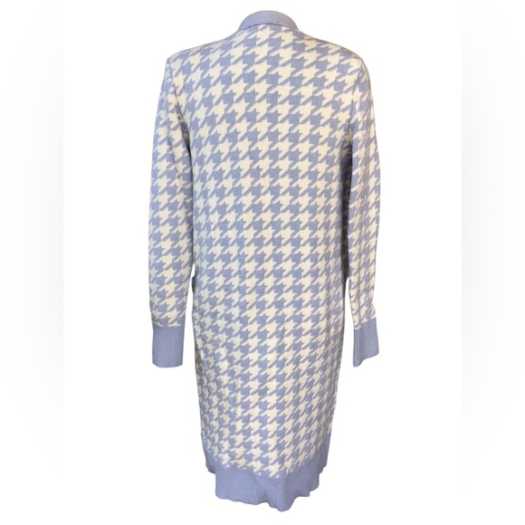 Express Blue White Open Front Duster Cardigan Pockets Size Small - Picture 6 of 10